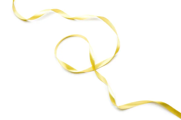 Beautiful golden ribbon on white background — Stock Photo, Image