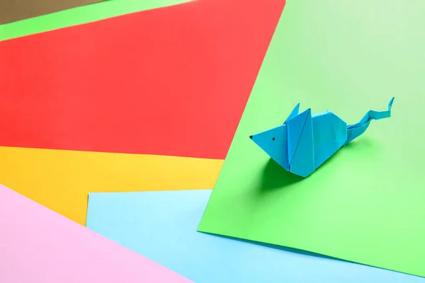 Origami rat on color background — Stock Photo, Image