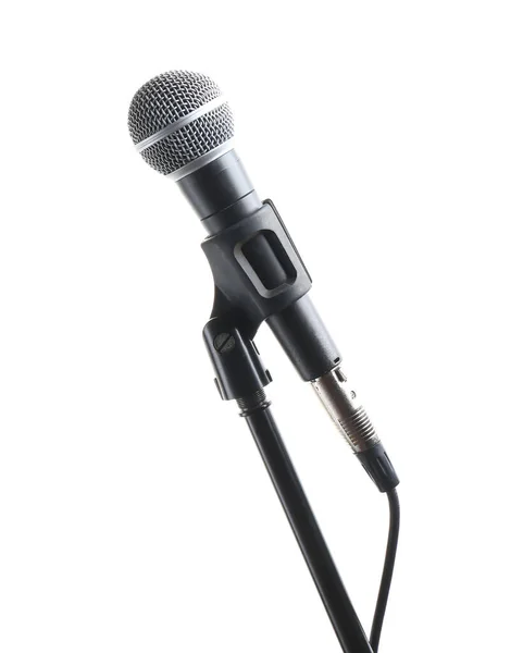 Stand with microphone on white background — Stock Photo, Image