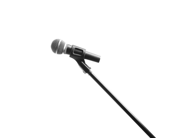Stand with microphone on white background — Stock Photo, Image