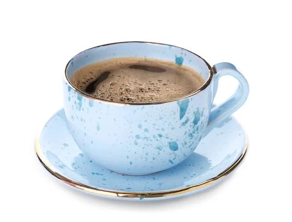 Xícara de café quente no fundo branco — Fotografia de Stock