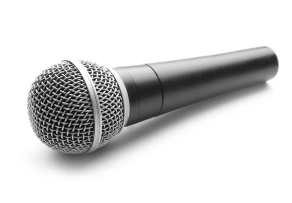 Modernes Mikrofon auf weißem Hintergrund — Stockfoto