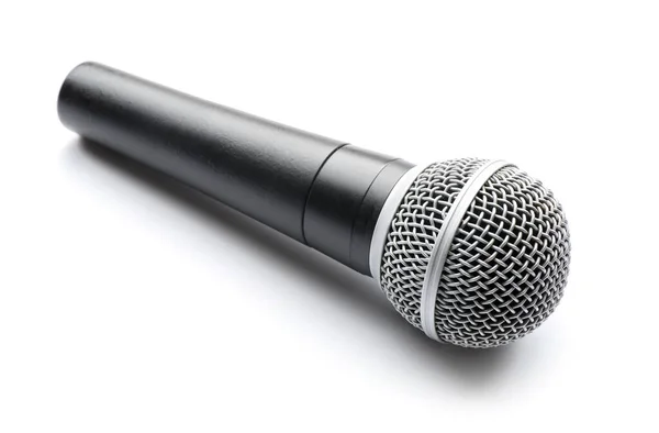 Modern mikrofon på vit bakgrund — Stockfoto