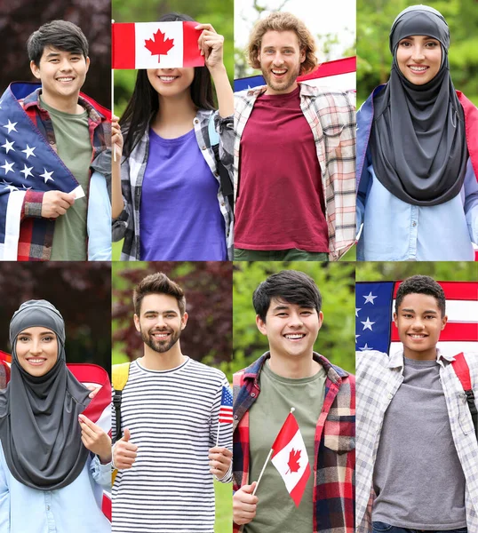 Set with immigrants to different countries — Stock Photo, Image