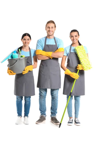 Equipo de conserjes sobre fondo blanco — Foto de Stock