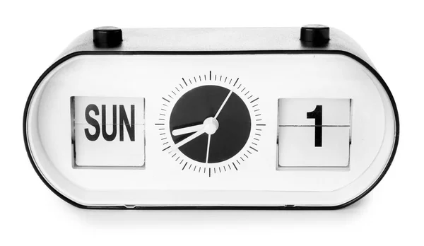Stylish alarm clock on white background — Stock Photo, Image