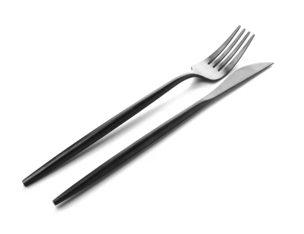Clean cutlery on white background — Stock Photo, Image