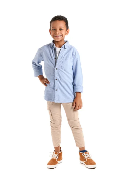 Fashionable African-American boy on white background — Stock Photo, Image