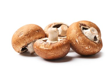 Beyaz arka planda taze şampiyon mantarları