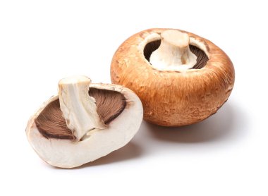 Beyaz arka planda taze şampiyon mantarları