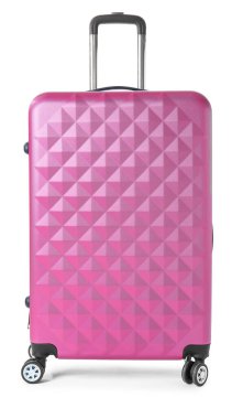 Beyaz arkaplanda paketlenmiş bavul