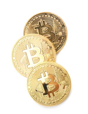 Beyaz zemin üzerine altın bitcoins