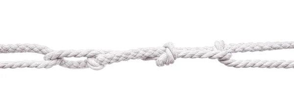 Rope with knots on white background — Stock Photo, Image