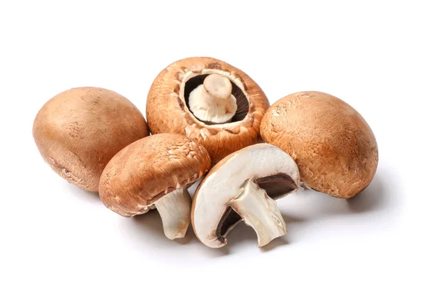 Fresh champignon mushrooms on white background — Stock Photo, Image