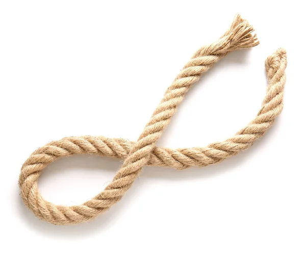 Rope on white background, top view — Stock Photo, Image