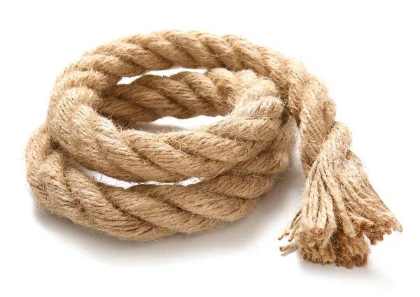 Rolled rope on white background — Stock Photo, Image