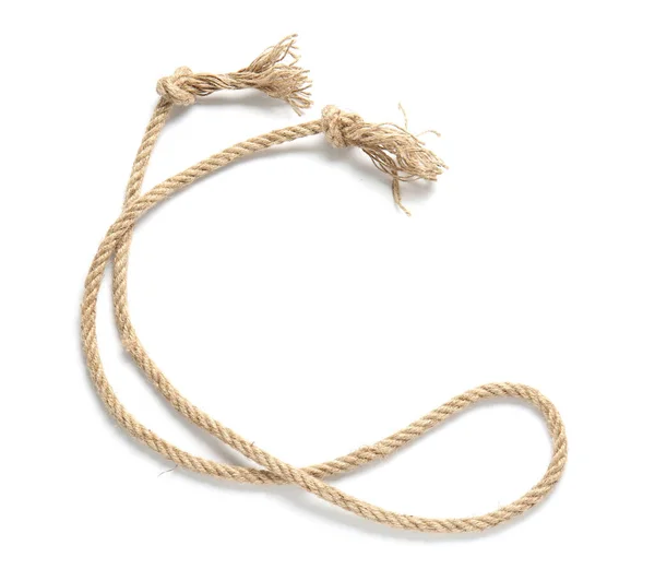 Rope with knots on white background — Stock Photo, Image