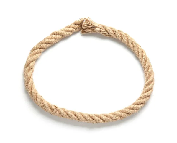 Rope on white background, top view — Stock Photo, Image