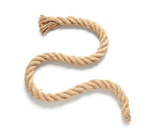 Rope on white background, top view — Stock Photo, Image