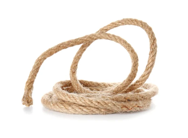 Rolled rope on white background — Stock Photo, Image