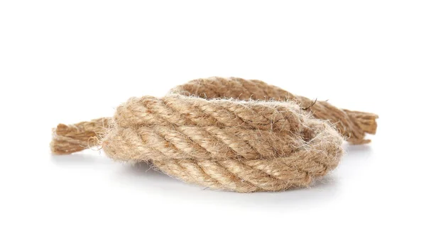 Rolled rope on white background — Stock Photo, Image