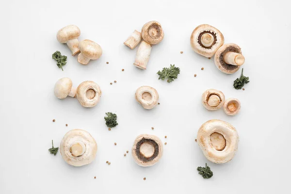 Fresh mushrooms on white background — Stock Photo, Image