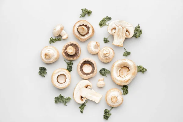 Fresh mushrooms on white background — Stock Photo, Image