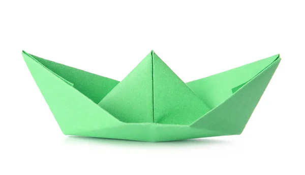 Origami barco no fundo branco — Fotografia de Stock