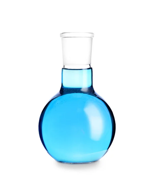 Flask with sample on white background — Stockfoto