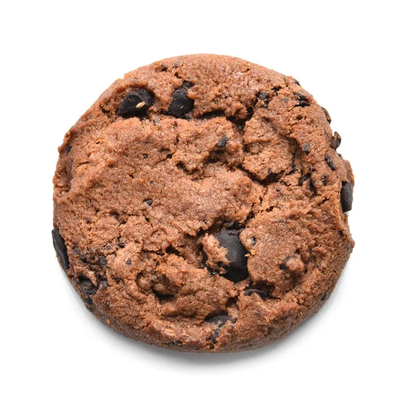 Leckeres Gebäck mit Schokoladenstücken auf weißem Hintergrund — Stockfoto
