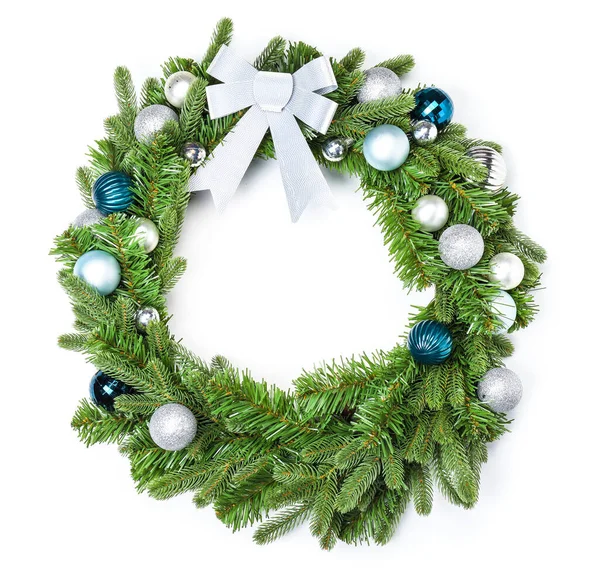 Beautiful Christmas wreath on white background — Stock Photo, Image