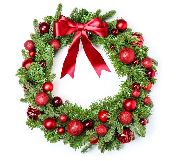 Beautiful Christmas wreath on white background — Stock Photo, Image