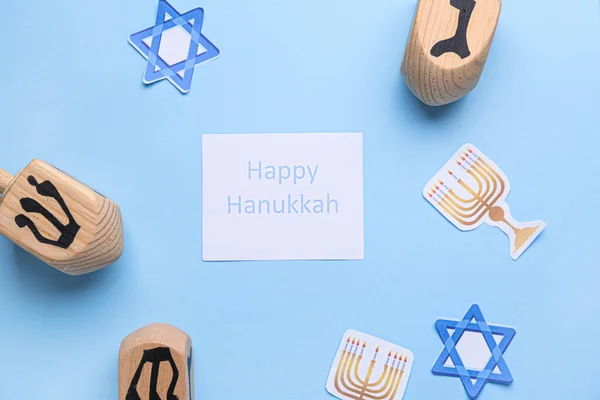 Beautiful composition for Hannukah on color background — Stock Photo, Image