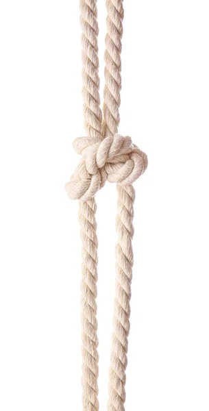 白い背景に結び目を持つロープ ストックフォト