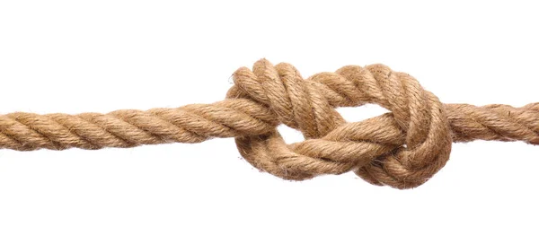 Rope with knot on white background Royalty Free Stock Photos