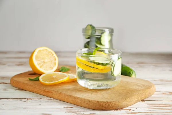 Glass of healthy infused water on table — Stock Photo, Image