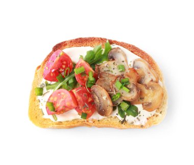 Beyaz arka planda lezzetli bir sandviç.