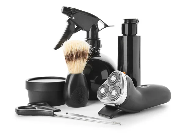 Set for male shaving on white background — Stock Photo, Image