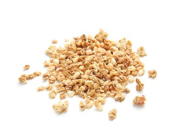 Beyaz zemin üzerine lezzetli granola