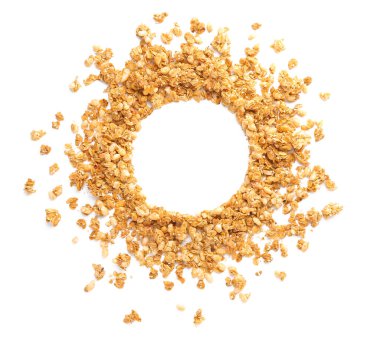 Beyaz arkaplanda lezzetli tahıldan yapılmış çerçeve