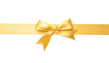 Beyaz arka plan üzerinde güzel yay ile altın şerit