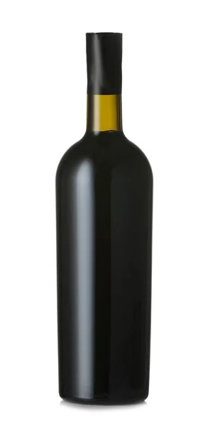 Botella de vino sabroso sobre fondo blanco — Foto de Stock