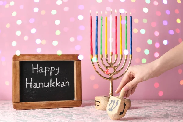 Hermosa tarjeta de felicitación para Hanukkah —  Fotos de Stock