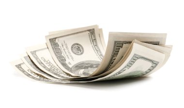 Beyaz arkaplanda dolar banknotları