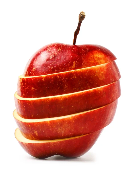 Frischer Apfel in Scheiben geschnitten auf weißem Hintergrund — Stockfoto