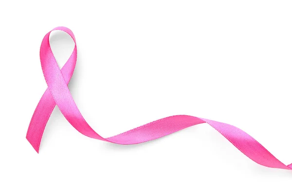 Pink ribbon on white background. Cancer awareness concept — Stock Photo, Image