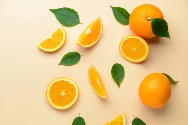 Fresh oranges on light background — Stock Photo, Image