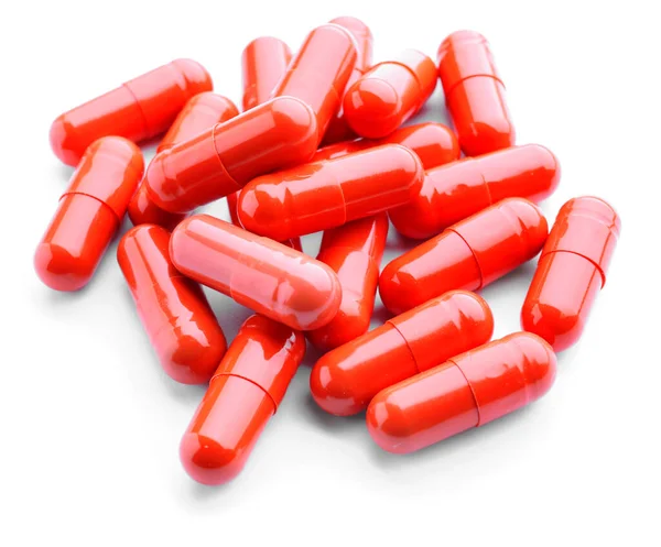 Heap van pillen op witte achtergrond — Stockfoto