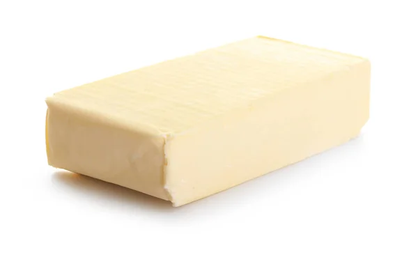 Smaczne świeże masło izolowane na białym — Zdjęcie stockowe