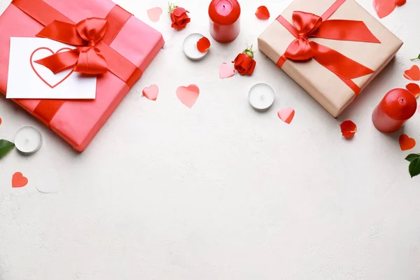 Beautiful composition for Valentine's Day on white background — Stock Photo, Image